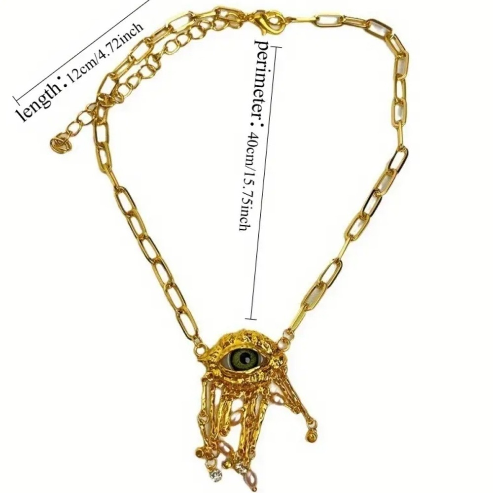 New!!Vintage Eye Gaze Pearl Choker – Gothic Exaggerated Tassel Necklace A8-275 - Picture 3 of 3